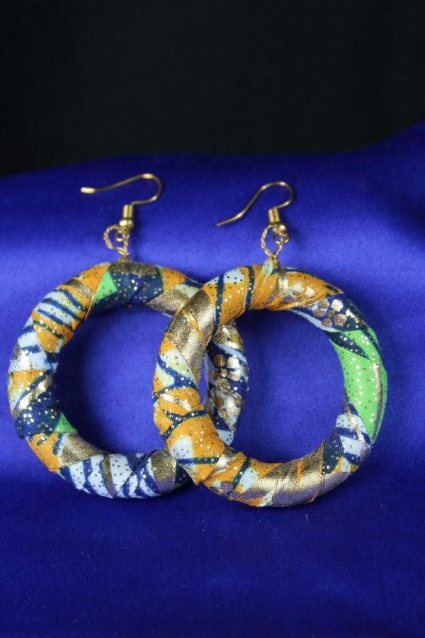 African Earrings In Blue Gold