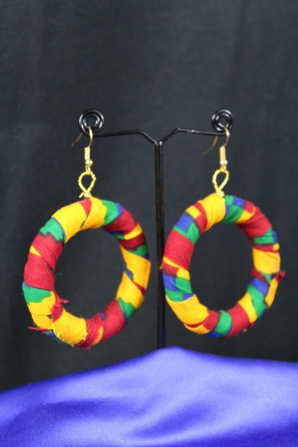 African Earrings In Orange Kente