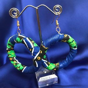 African Hoops in Blue Zelnoor Print - Up cycled Zero Waste Earrings