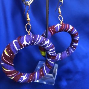 African Hoops in Purple Zelnoor Print - Up cycled Zero Waste Earrings