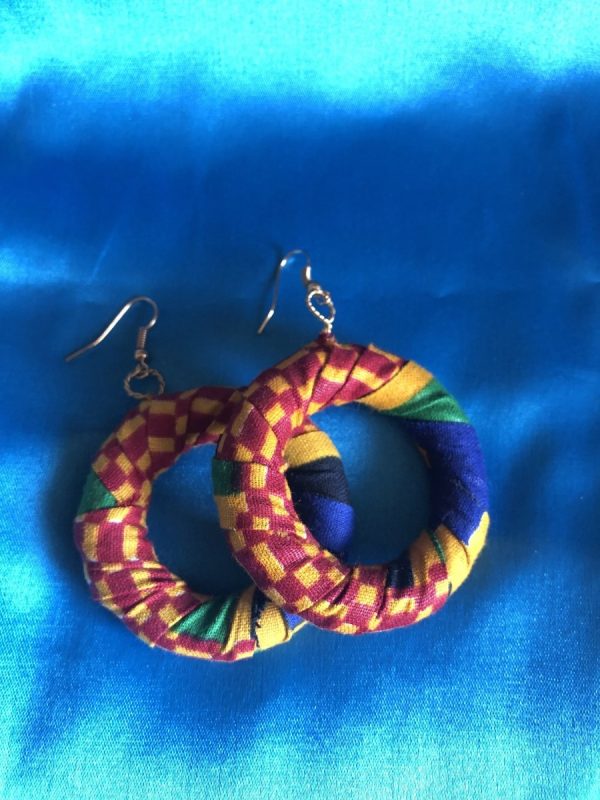 African Hoops in Red Zelnoor Print - Up cycled Zero Waste Earrings