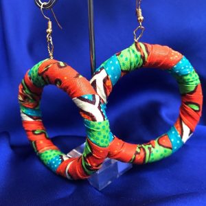 African Print Earrings in Orange Zelnoor Print