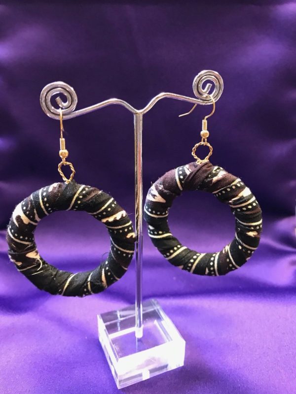 Hippie Earrings in Black Zelnoor Print - Zeros waste