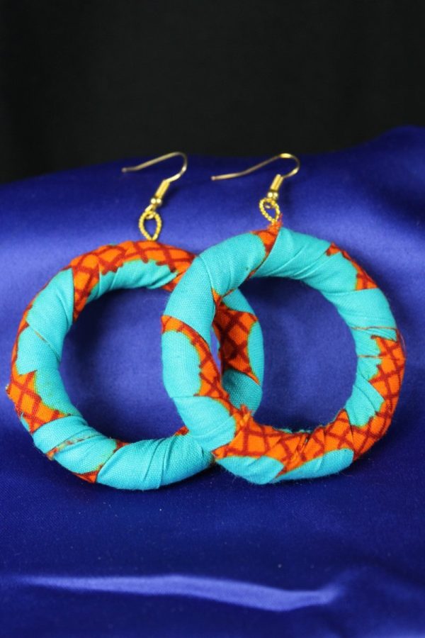 Vivid Blue African Fabric Earrings